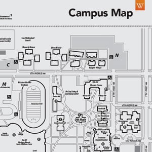 A section of the updated campus map, focused on the northeast side of campus.